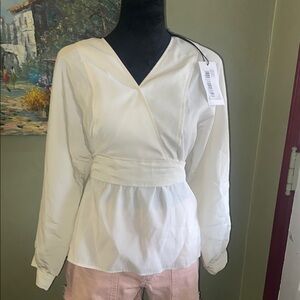 ba&sh White belted top, size 3/L. NWT